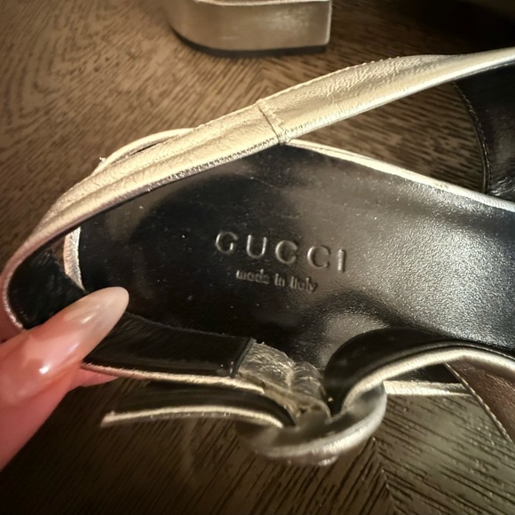 Gucci Horsebit women’s Slingback Flats in silver metallic size 39 US 9 - Picture 4 of 12